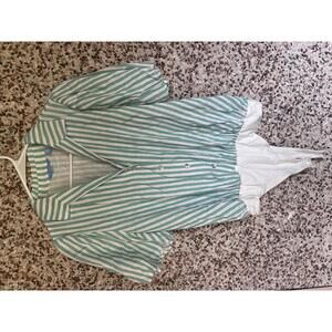 Draper James RSVP Green Stripe Button-Up Bodysuit Shirt – Size M